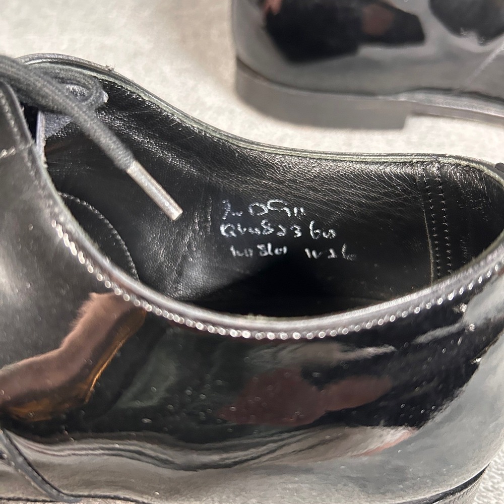 Brooks Brothers Plain Toe Oxford Dress Shoes Men 9D Black Patent Leather England - Picture 11 of 13
